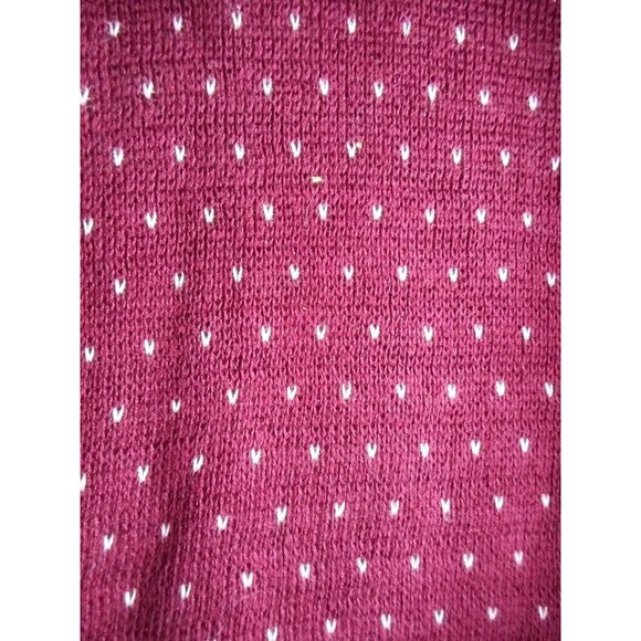 Vintage Burgundy white short sleeve sweater Sz M 100% cotton made in USA 1980s - Picture 2 of 4